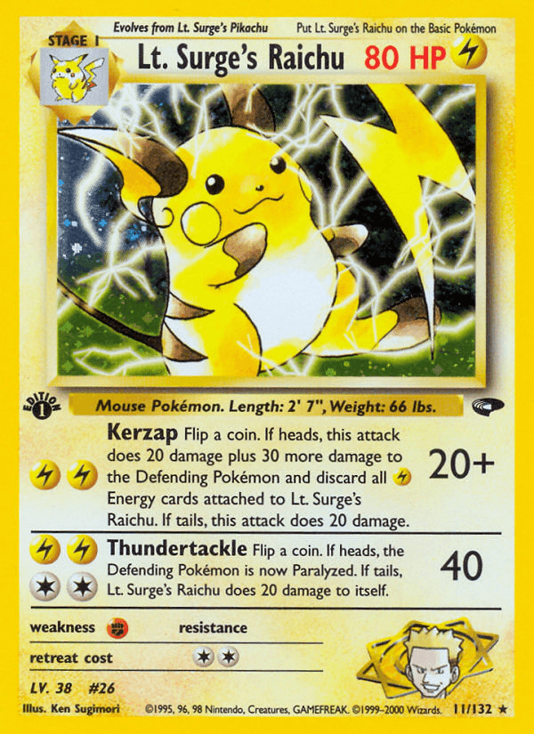 Lt. Surge's Raichu Gym Challenge 11/132 Holo